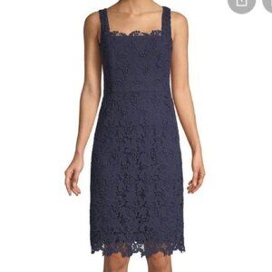 Hobbs London Navy Blue Lace Sheath Dress Vine 8